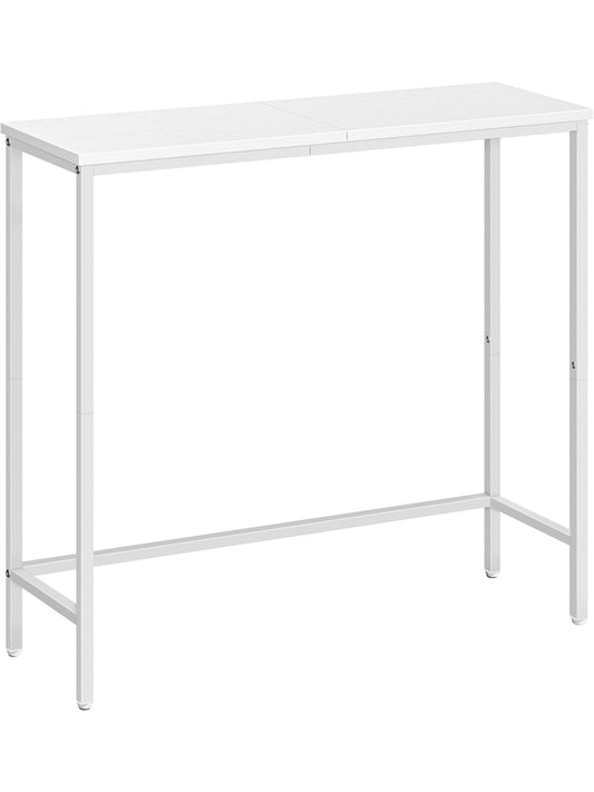Waski stolik konsolowy 75 cm, kompaktowy stolik do przedpokoju, salonu lub sypialni, bialy